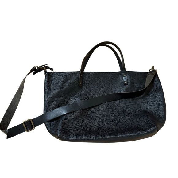 Calma 11600 Leather Goods Made in Spain Convertible Shoulder Bag Black Pebble - Picture 2 of 16